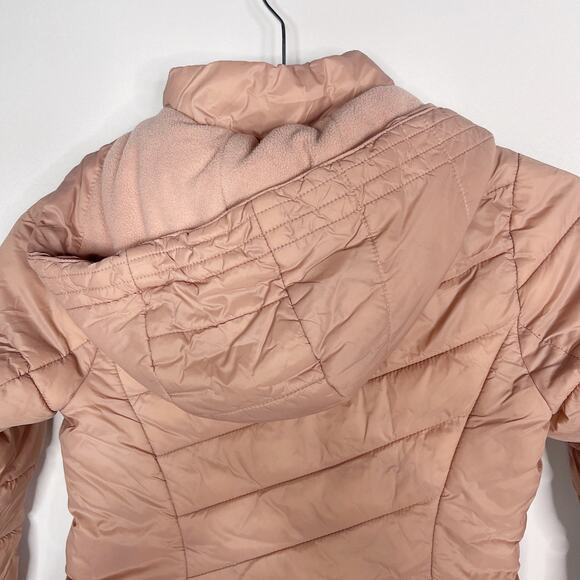 Spyder Girls Small 7 Light Pink Clara Short Puffer Jacket Misty Rose Hooded - Picture 9 of 12